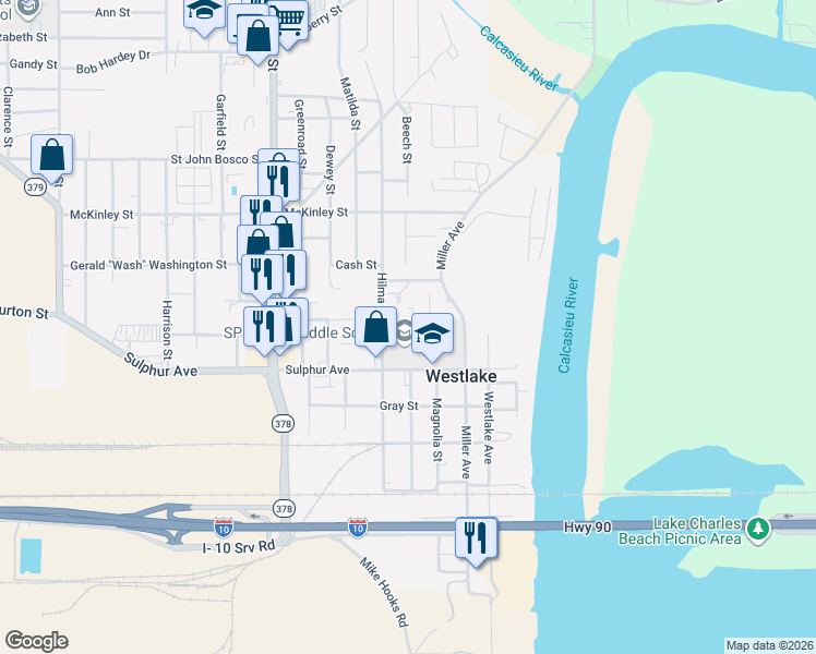 map of restaurants, bars, coffee shops, grocery stores, and more near 516 Lake St in Westlake