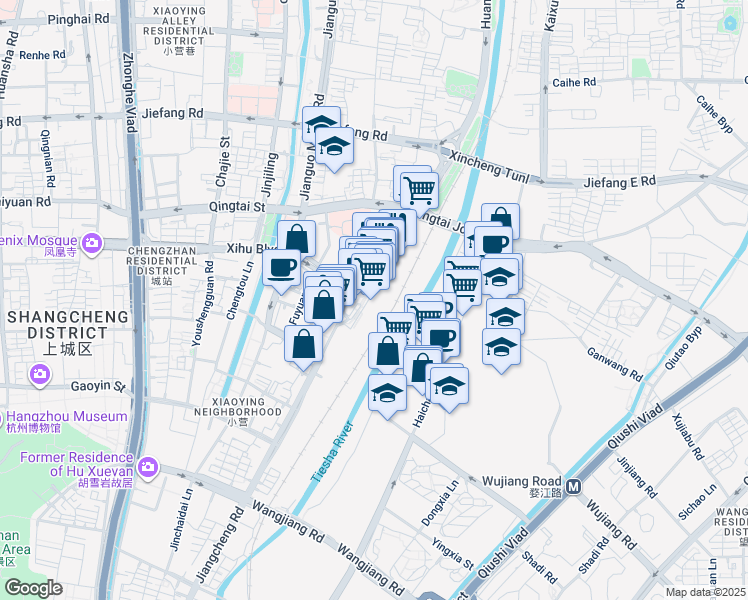 map of restaurants, bars, coffee shops, grocery stores, and more near in Hang Zhou Shi