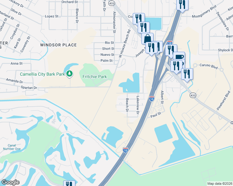 map of restaurants, bars, coffee shops, grocery stores, and more near 38097 Cleveland Street in Slidell