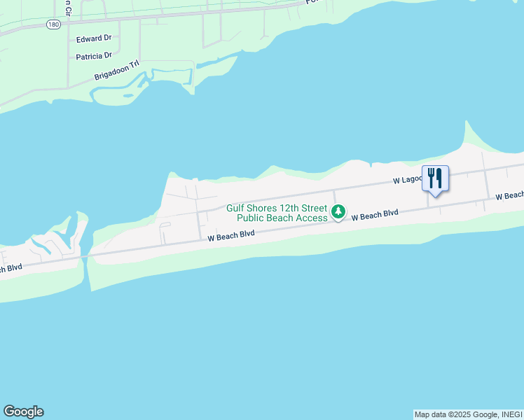 map of restaurants, bars, coffee shops, grocery stores, and more near 1421A West Lagoon Avenue in Gulf Shores