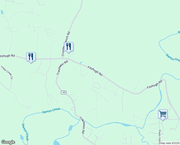 map of restaurants, bars, coffee shops, grocery stores, and more near 14823 Fitzhugh Road in Austin