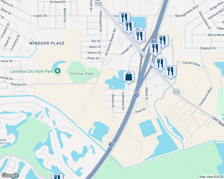 map of restaurants, bars, coffee shops, grocery stores, and more near 38097-38149 Cleveland Street in Slidell