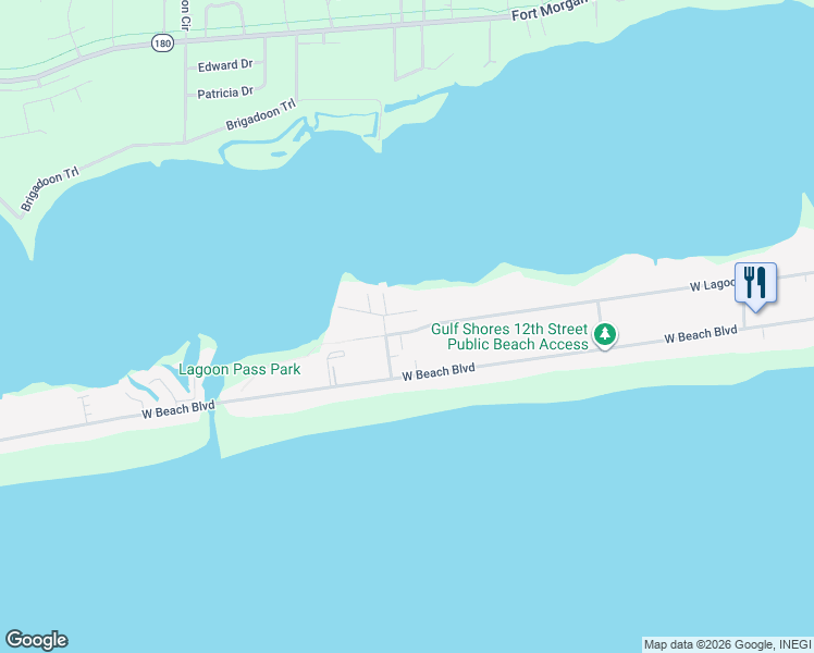 map of restaurants, bars, coffee shops, grocery stores, and more near 1481 Sandpiper Lane in Gulf Shores