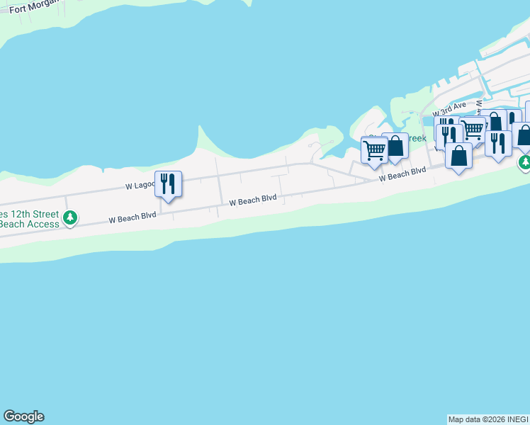 map of restaurants, bars, coffee shops, grocery stores, and more near 1011 West Beach Boulevard in Gulf Shores