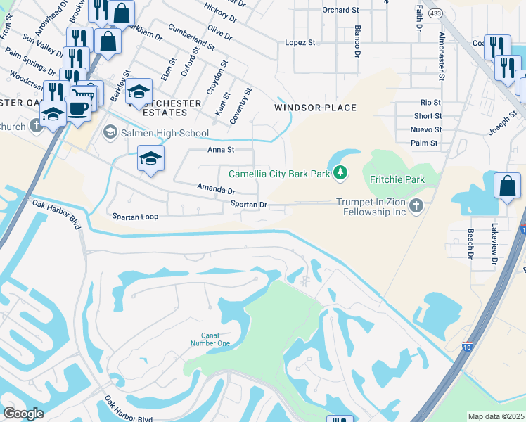 map of restaurants, bars, coffee shops, grocery stores, and more near 102 Annette Drive in Slidell
