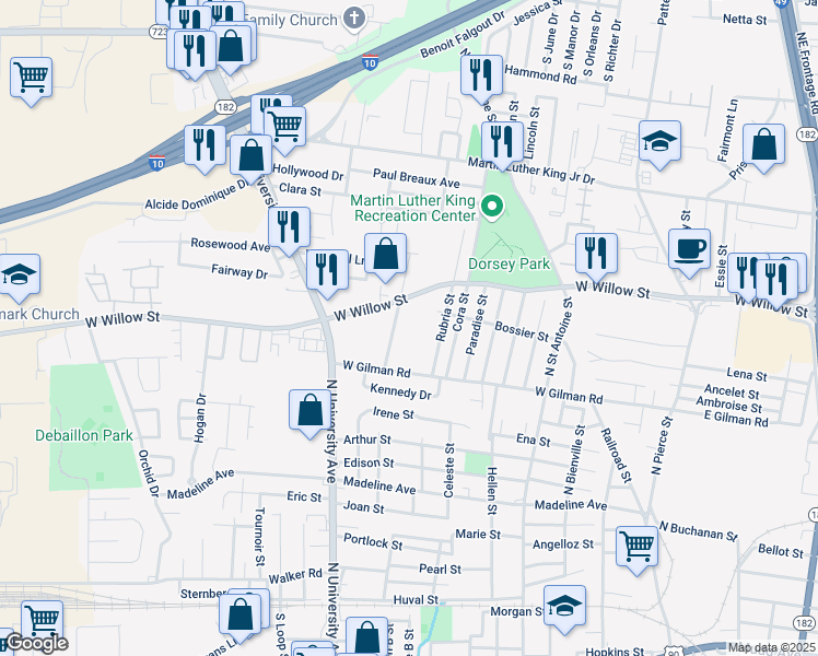 map of restaurants, bars, coffee shops, grocery stores, and more near 153 Staten Street in Lafayette