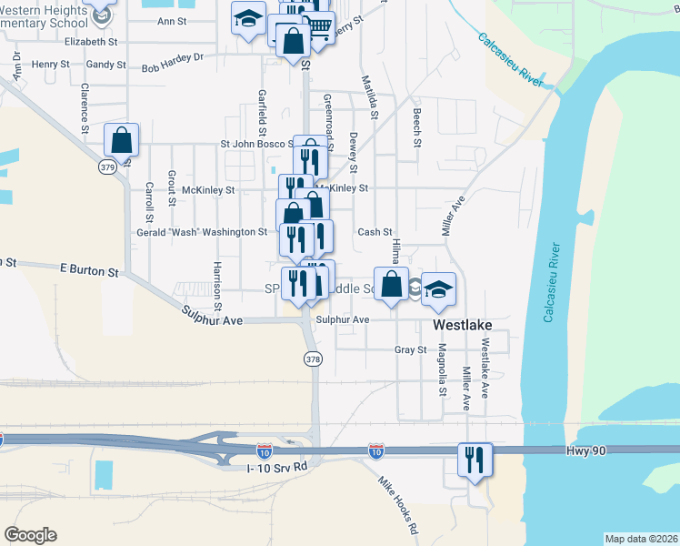 map of restaurants, bars, coffee shops, grocery stores, and more near 706 Lee St in Westlake