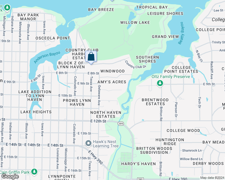 map of restaurants, bars, coffee shops, grocery stores, and more near 1529 Wateroak Drive in Lynn Haven