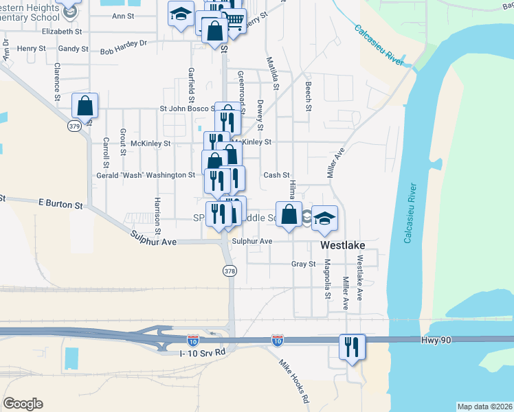 map of restaurants, bars, coffee shops, grocery stores, and more near 706 Lee St in Westlake