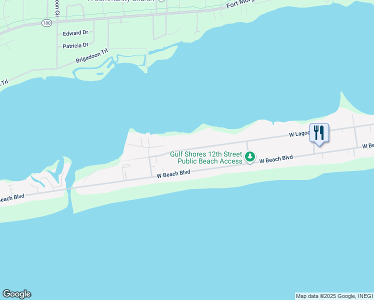 map of restaurants, bars, coffee shops, grocery stores, and more near 1421A West Lagoon Avenue in Gulf Shores