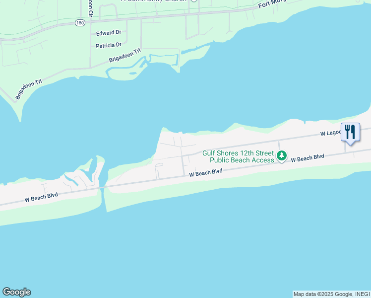 map of restaurants, bars, coffee shops, grocery stores, and more near 1481 Sandpiper Lane in Gulf Shores
