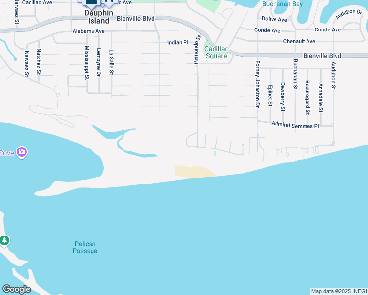 map of restaurants, bars, coffee shops, grocery stores, and more near 709 Hernando Pl in Dauphin Island