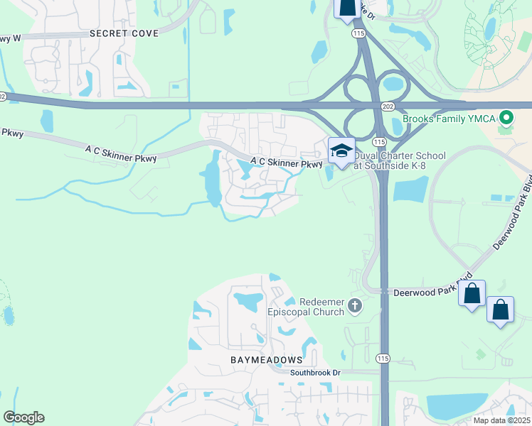 map of restaurants, bars, coffee shops, grocery stores, and more near 4974 Key Lime Drive in Jacksonville