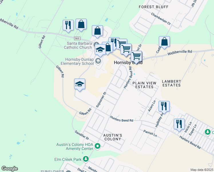 map of restaurants, bars, coffee shops, grocery stores, and more near 4508 Sojourner Street in Austin
