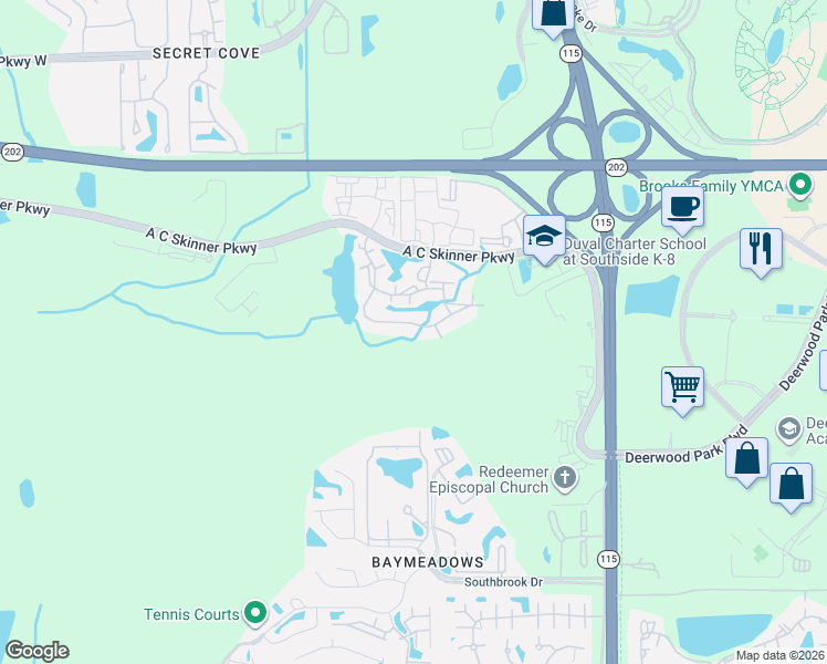map of restaurants, bars, coffee shops, grocery stores, and more near 4974 Key Lime Drive in Jacksonville