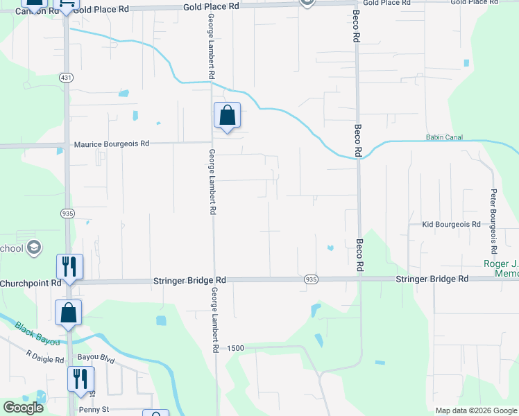 map of restaurants, bars, coffee shops, grocery stores, and more near 12141 Coueron Drive in Saint Amant