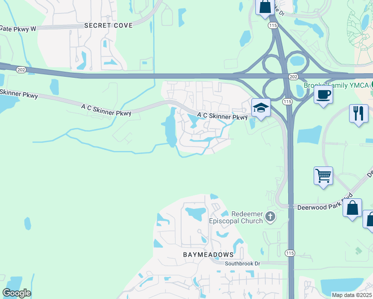 map of restaurants, bars, coffee shops, grocery stores, and more near 4958 Key Lime Drive in Jacksonville