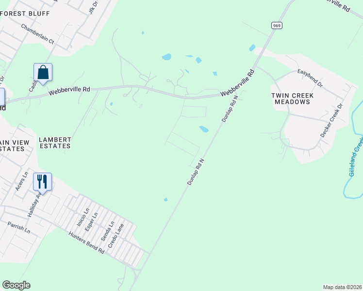 map of restaurants, bars, coffee shops, grocery stores, and more near 4620-5798 Dunlap Road North in Austin