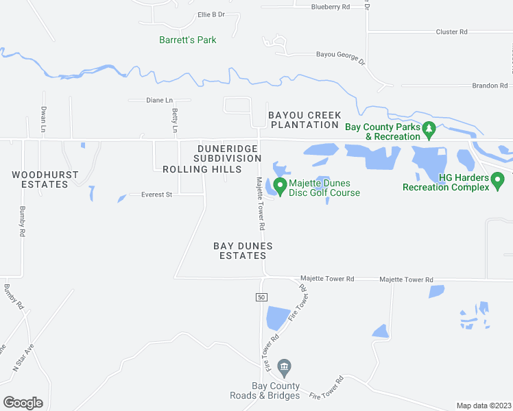 map of restaurants, bars, coffee shops, grocery stores, and more near 5124 Old Majette Tower Road in Panama City