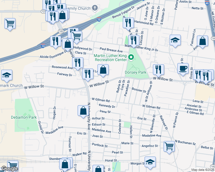 map of restaurants, bars, coffee shops, grocery stores, and more near 153 Staten Street in Lafayette