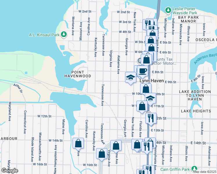 map of restaurants, bars, coffee shops, grocery stores, and more near 914 Virginia Avenue in Lynn Haven