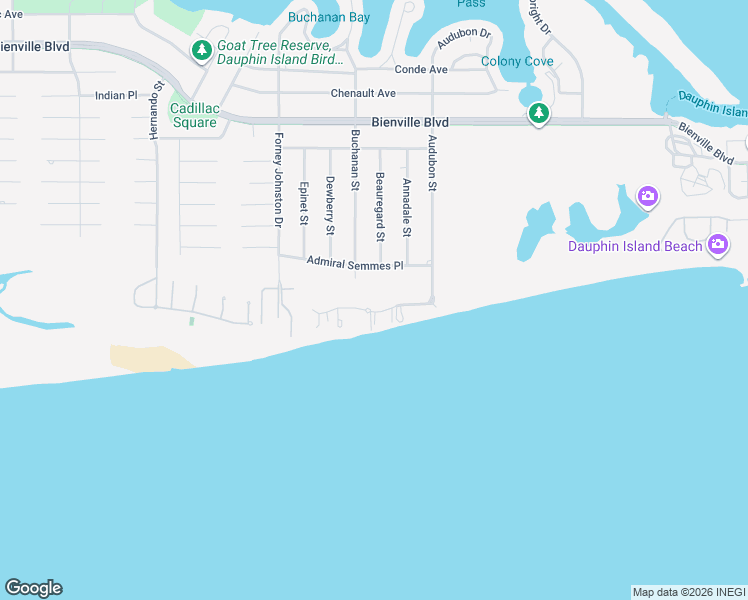 map of restaurants, bars, coffee shops, grocery stores, and more near 324 Audubon Place in Dauphin Island