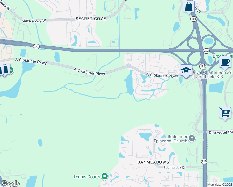 map of restaurants, bars, coffee shops, grocery stores, and more near 4920 Key Lime Drive in Jacksonville