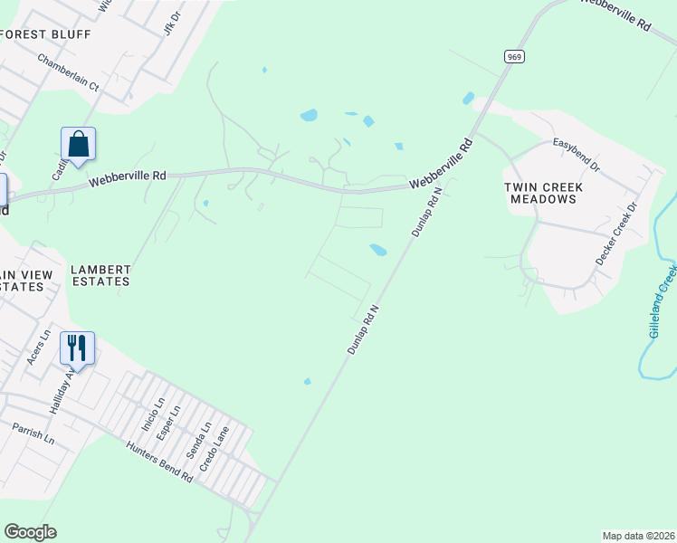 map of restaurants, bars, coffee shops, grocery stores, and more near 4620-5798 Dunlap Road North in Austin