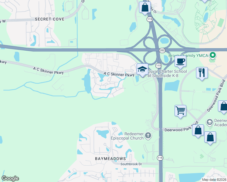map of restaurants, bars, coffee shops, grocery stores, and more near 4991 Key Lime Drive in Jacksonville
