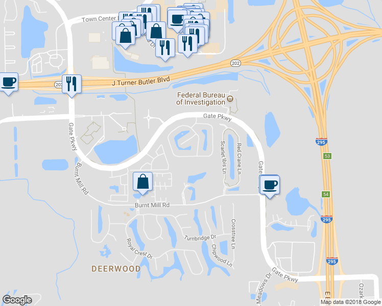 map of restaurants, bars, coffee shops, grocery stores, and more near 11143 Castlemain Circle East in Jacksonville