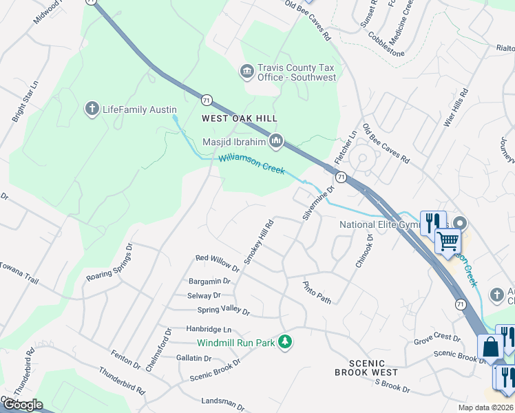 map of restaurants, bars, coffee shops, grocery stores, and more near 6817 Halesboro Drive in Austin
