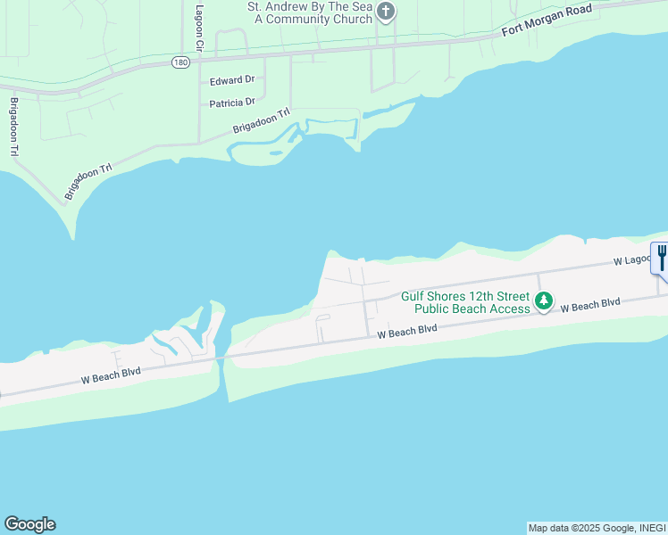 map of restaurants, bars, coffee shops, grocery stores, and more near 1506 Sandpiper Lane in Gulf Shores