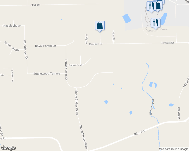 map of restaurants, bars, coffee shops, grocery stores, and more near Terrace Oaks Drive in Plantersville