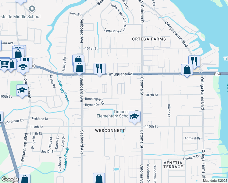 map of restaurants, bars, coffee shops, grocery stores, and more near 5655 Marathon Parkway in Jacksonville