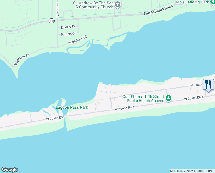 map of restaurants, bars, coffee shops, grocery stores, and more near 1506 Sandpiper Lane in Gulf Shores