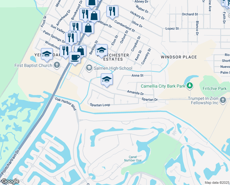 map of restaurants, bars, coffee shops, grocery stores, and more near 300 Spartan Drive in Slidell