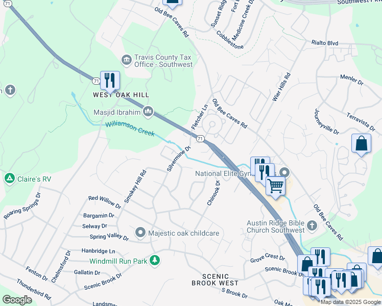 map of restaurants, bars, coffee shops, grocery stores, and more near in Austin