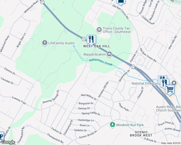 map of restaurants, bars, coffee shops, grocery stores, and more near 8901 Moccasin Path in Austin