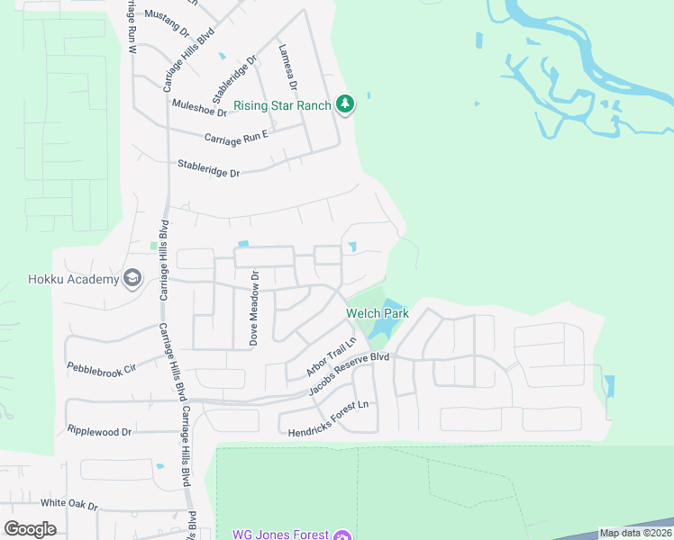 map of restaurants, bars, coffee shops, grocery stores, and more near 103 Pheasant Run Drive in Conroe
