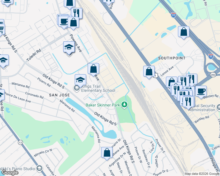 map of restaurants, bars, coffee shops, grocery stores, and more near in Jacksonville