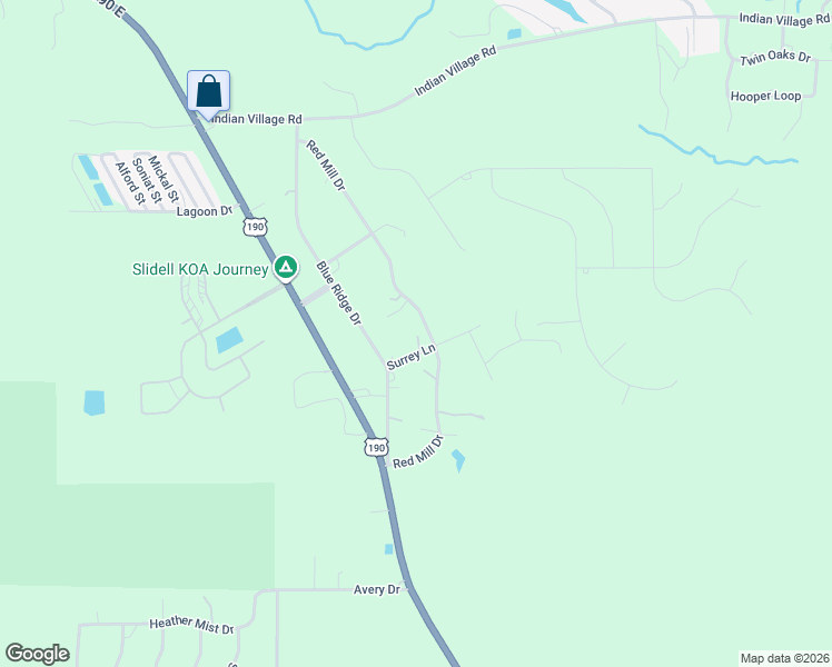 map of restaurants, bars, coffee shops, grocery stores, and more near 42101 Surrey Lane in Slidell