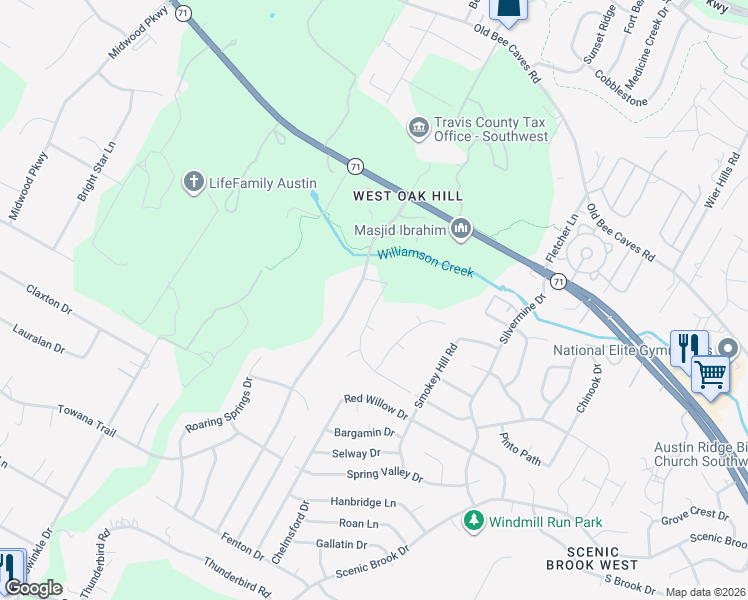 map of restaurants, bars, coffee shops, grocery stores, and more near 8901 Moccasin Path in Austin
