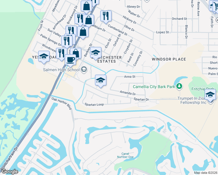 map of restaurants, bars, coffee shops, grocery stores, and more near 300 Spartan Drive in Slidell