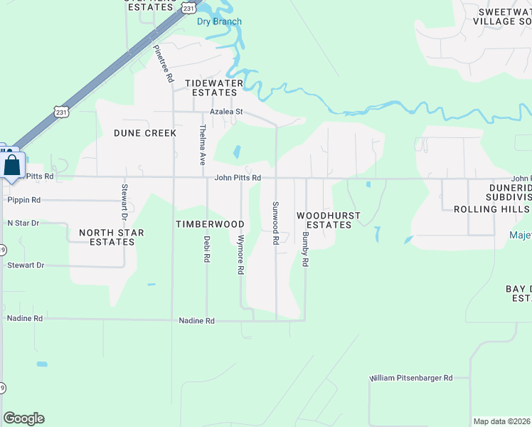 map of restaurants, bars, coffee shops, grocery stores, and more near 5331 Sunwood Road in Panama City