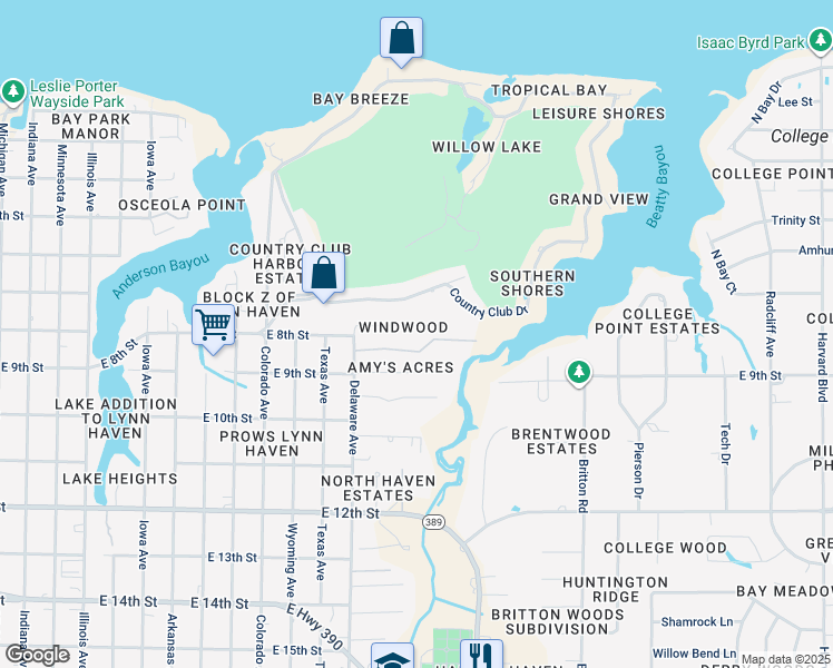 map of restaurants, bars, coffee shops, grocery stores, and more near 1605 Sydney Lane in Lynn Haven