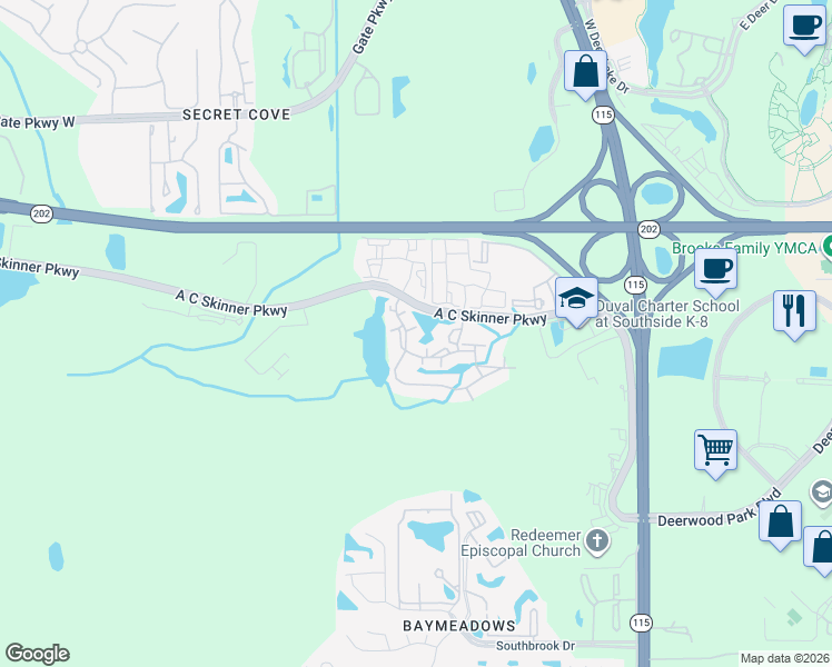 map of restaurants, bars, coffee shops, grocery stores, and more near 4917 Key Lime Drive in Jacksonville