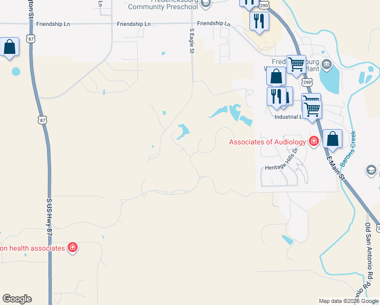 map of restaurants, bars, coffee shops, grocery stores, and more near in Fredericksburg