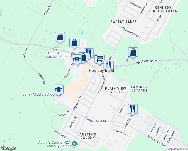 map of restaurants, bars, coffee shops, grocery stores, and more near 4709 Fallenash Drive in Austin
