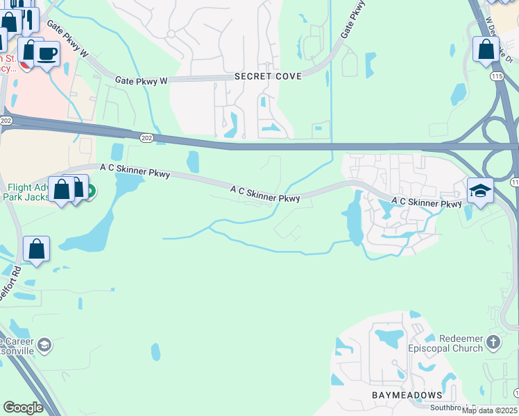 map of restaurants, bars, coffee shops, grocery stores, and more near 7738 A C Skinner Parkway in Jacksonville