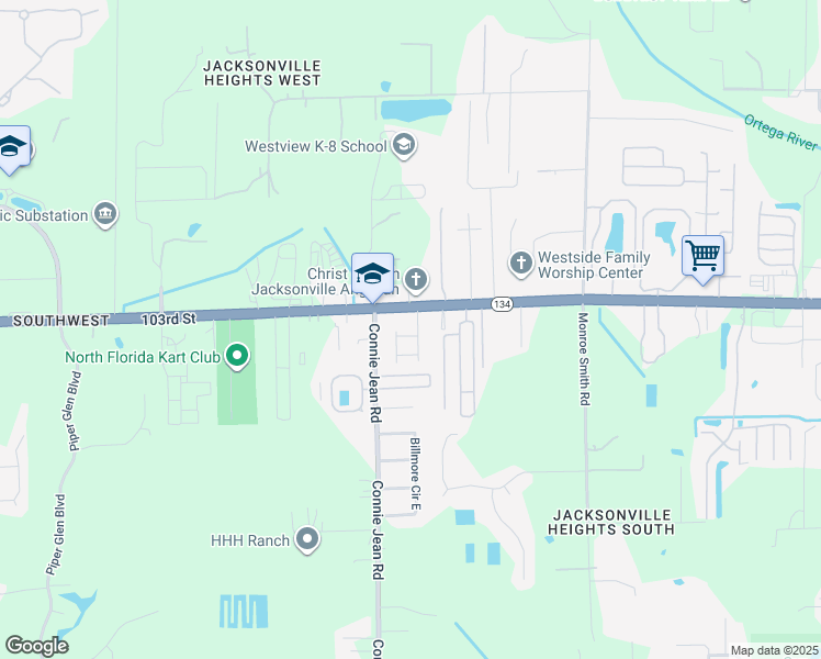 map of restaurants, bars, coffee shops, grocery stores, and more near 5407 Tellaro Lane in Jacksonville